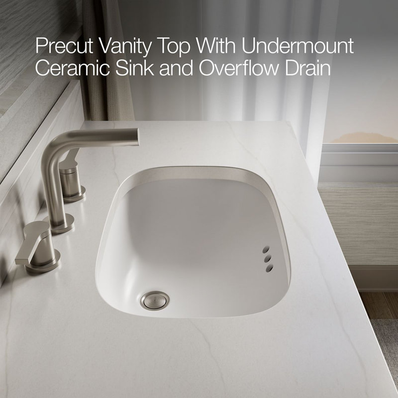 37" Single Bathroom Vanity Set, White, White