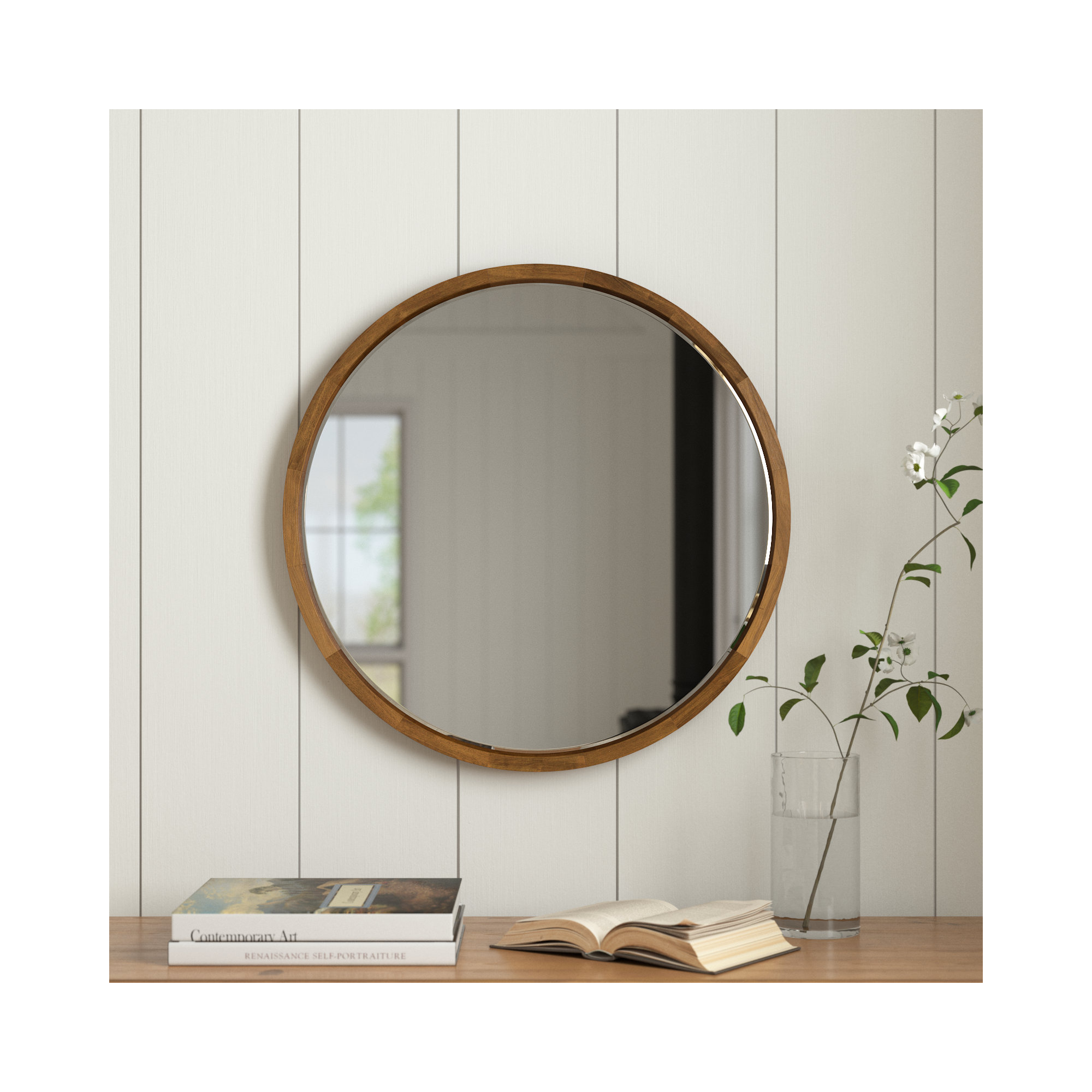 Glover Solid Wood Mirror, 24" x 24", Natural
