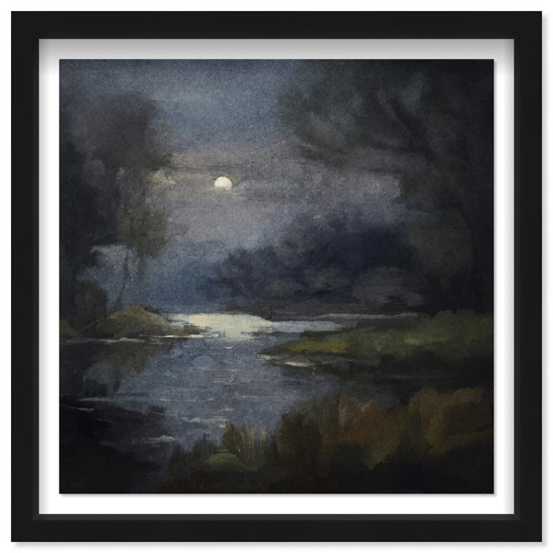 Estampe « Hidden Moon Shadowbox » (Paysage et nature) par Oliver Gal, H 17,5 po x l 17,5 po, Black Frame
