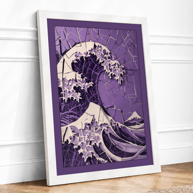 Purple Wave Mosaic Geometric - Print, A1 - 84.1 x 59.4 cm, White