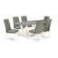 7-Piece Dining Set Consists of a Cement Kitchen Table and 6 Smoke Linen Fabric Upholstered Chairs with Button Tufted Back - Wire Brushed Linen White -1527340588-1610529040-1610529041