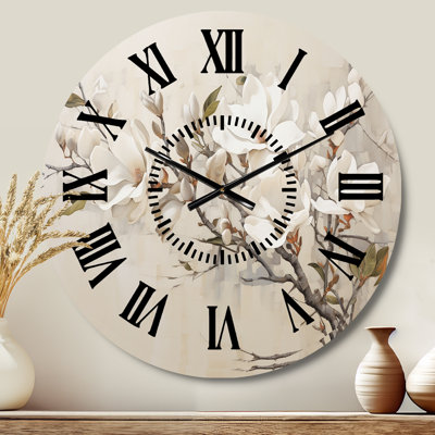 Horloge murale beige Magnolias Blooms I - Magnolias