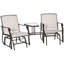 Tressler Double Glider Companion Rocking Chairs Loveseat Garden Table Beige