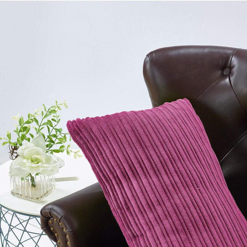 Housse de coussin rectangulaire en flanelle nervurée, Rose fuchsia