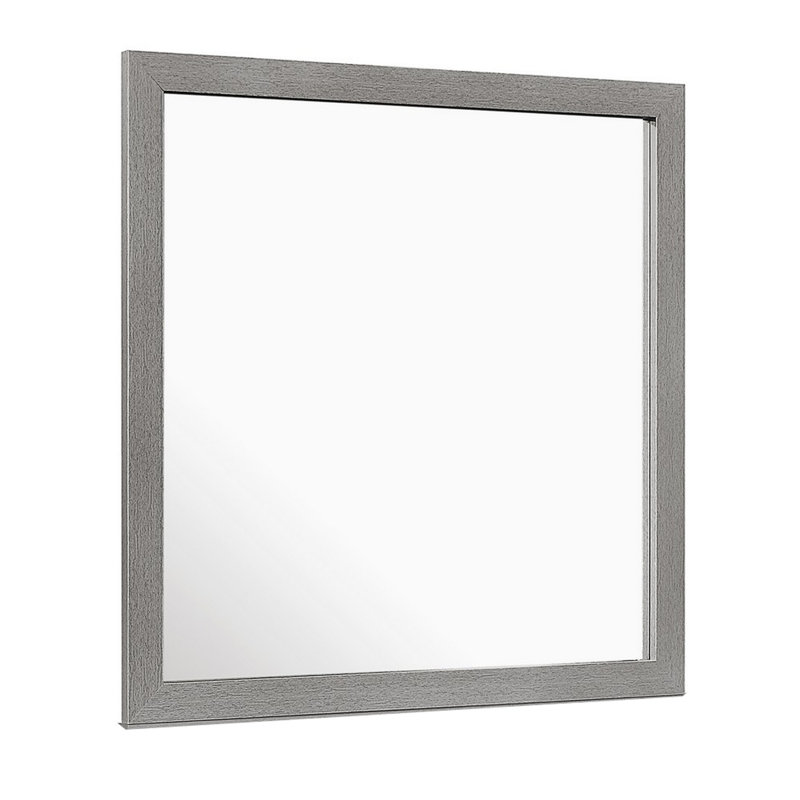 Miroir de commode Sami 40 X 40, texture en relief, style moderne, bois noir, Gris
