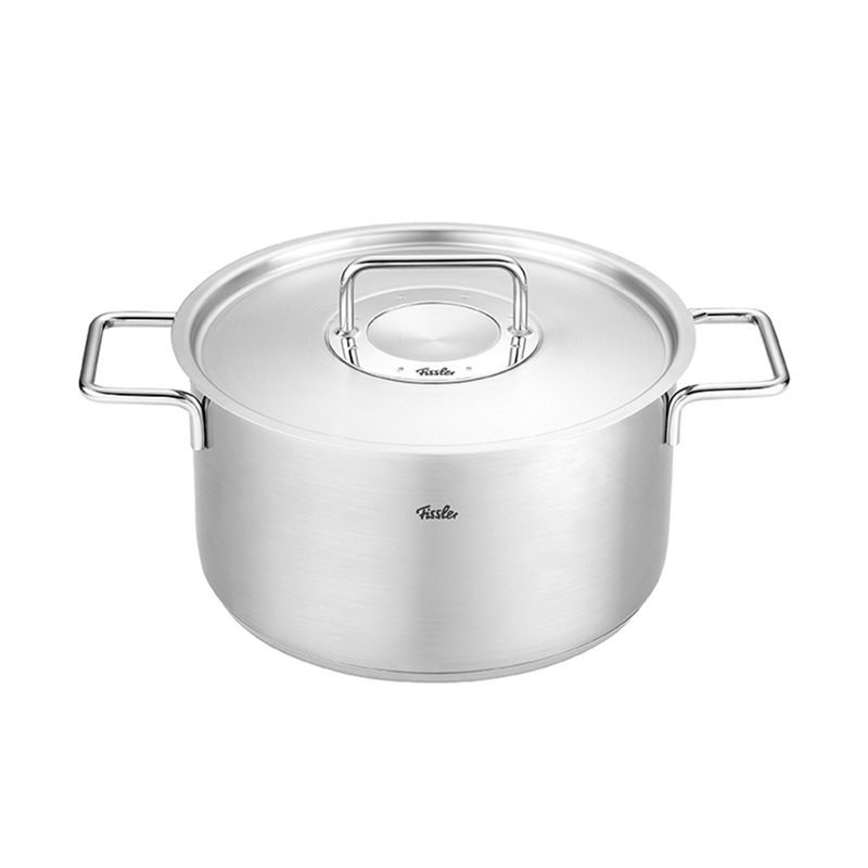 Fissler Pure Collection Stainless Steel Stock Pot with Metal Lid, 6.7
