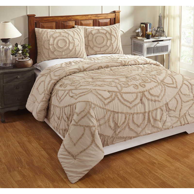 Ensemble d'édredon 100% coton lavable à la machine avec taies décoratives, Taupe