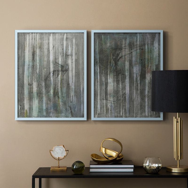 «Birch Forest Abstracts I», reproduction encadrée de qualité supérieure - prête à être accrochée - aucun clou requis - aucun clou requis