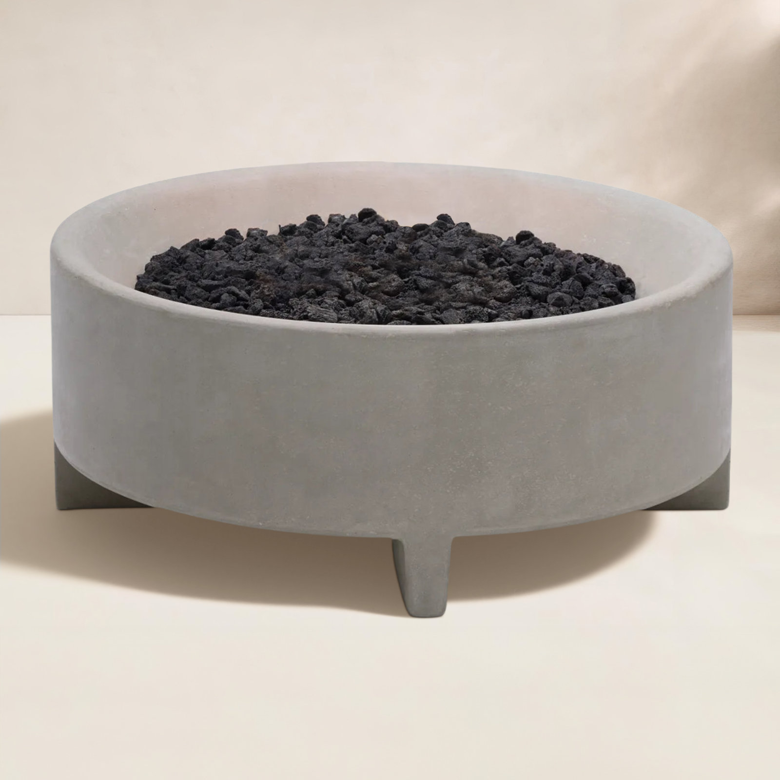 Rook Round Fire Pit Table, Natural gas, Stone