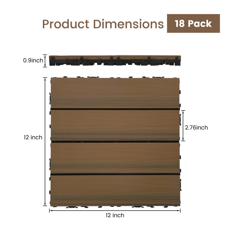 Plancher en bois-plastique, carreaux emboîtables, plancher d'épissure décoratif résistant aux intempéries