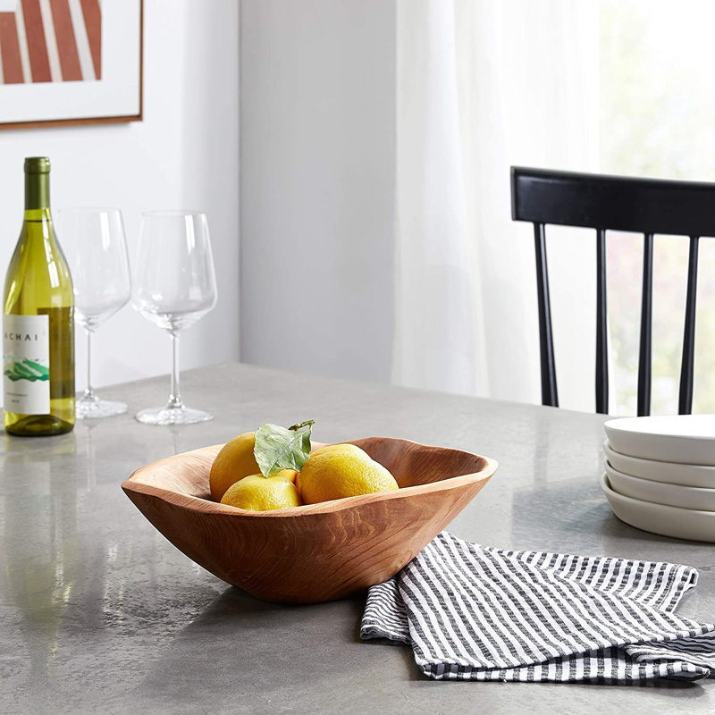 Root Wood Bowl 9–11" – Rustic Salad, Fruit & Snack