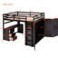 Lit mezzanine double avec garde-robe. Fabrication. Tiroirs et bureau pour plus d'efficacité. Gain de place. Tiroirs L 78,3 po x l 56,7 po, bureau H 65 po. Stabilité en bois massif. Rangement pour vêtements garde-robe.-341227477-341227478