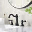 Robinet de salle de bain espacé à deux poignées avec drain 6 "à 10" Signature Collection - noir mat-121632817