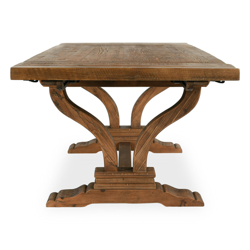 Reclaimed Wood Extendable Dining Table with Artistic Curves