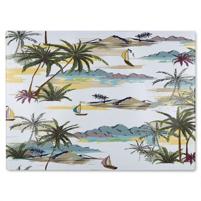 Palm Trees Glass Chopping Board