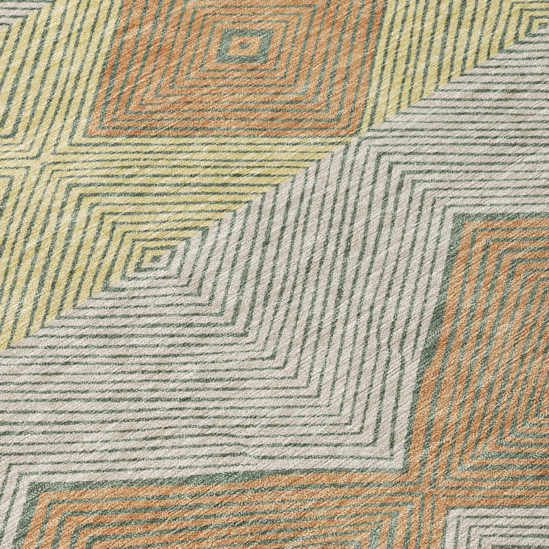 Machine Washable Indoor/Outdoor Chantille ACN2545 Geometric Rug, Runner 2'3" x 7'6", Basil