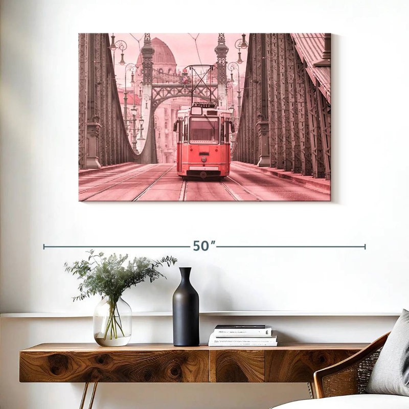 Mehar Pink Cable Car, 26" H x 39" W