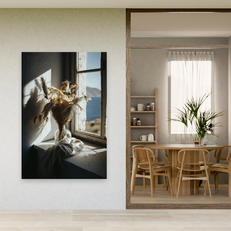 Sérénité ensoleillée, affiche murale minimaliste, rustique et sereine avec des fleurs côtières, H 60 po x l 40 po