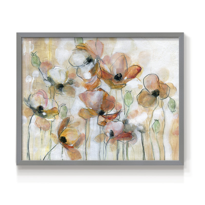 Abstrait coquelicot - impression encadrée - réaménageable, Gris, H 22 po x l 28 po