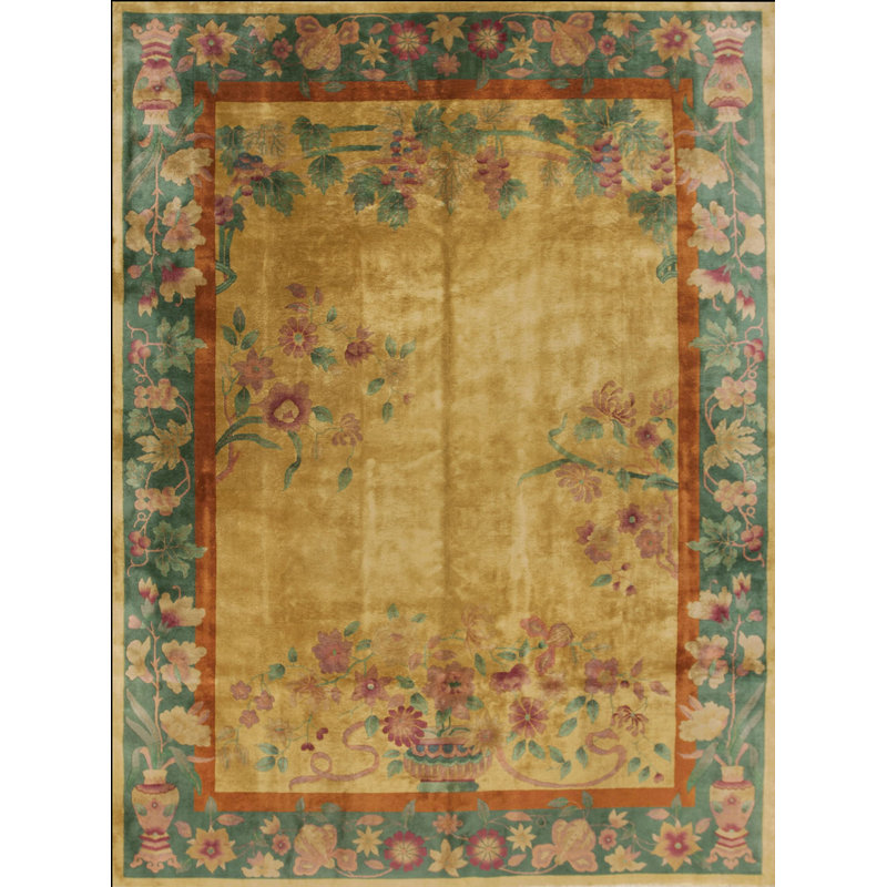 Antique Chinese - Art Deco Yellow 1920s Rug