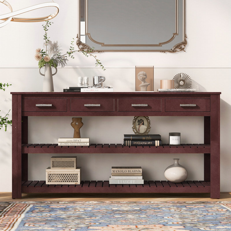 Élégante console avec 4 tiroirs et 2 tablettes