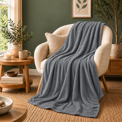Ultra-Soft Hotel Quality Reversible Plain Weave Fleece Throw Blanket