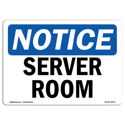 Server Room Aluminum Sign 12 x 18