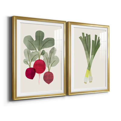 Organic Veg I Organic Veg I - Matted and Framed Under Acrylic Glass, Set of 2, Large Living Room Wall Art
