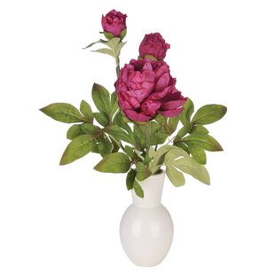 Artificial Peonies Floral Arrangement in Ceramic Vase