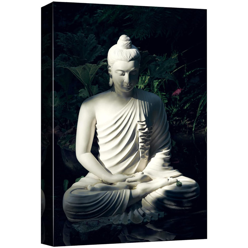 Reproduction d'art sur toile encadrée méditation bouddhisme, H 36 po x l 24 po x P 1,5 po