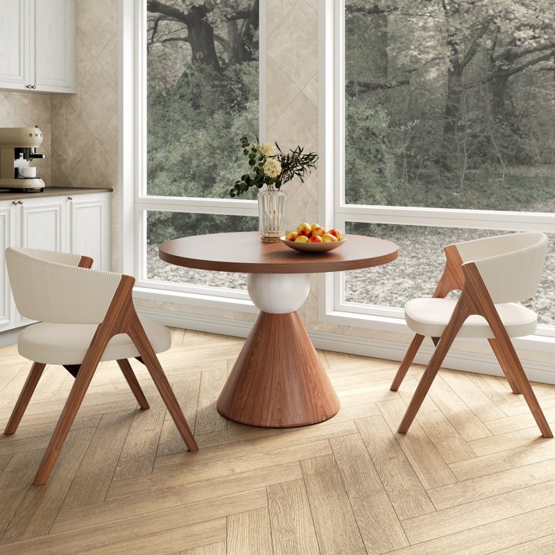 Table de salle à manger en bois pour 2 personnes avec base stable Cone-to-Phere, H 29,53 po x L 39,37 po x l 39,37 po