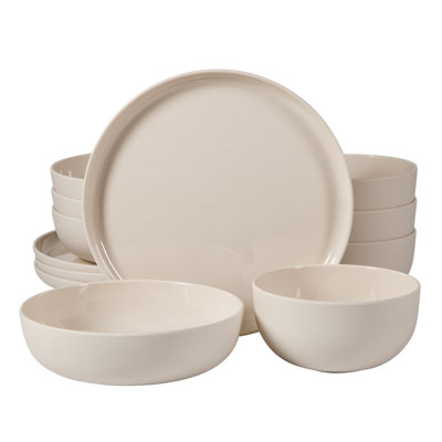  Candy Skies 12 Piece Wheat Straw Melamine Dinnerware Set in Taupe