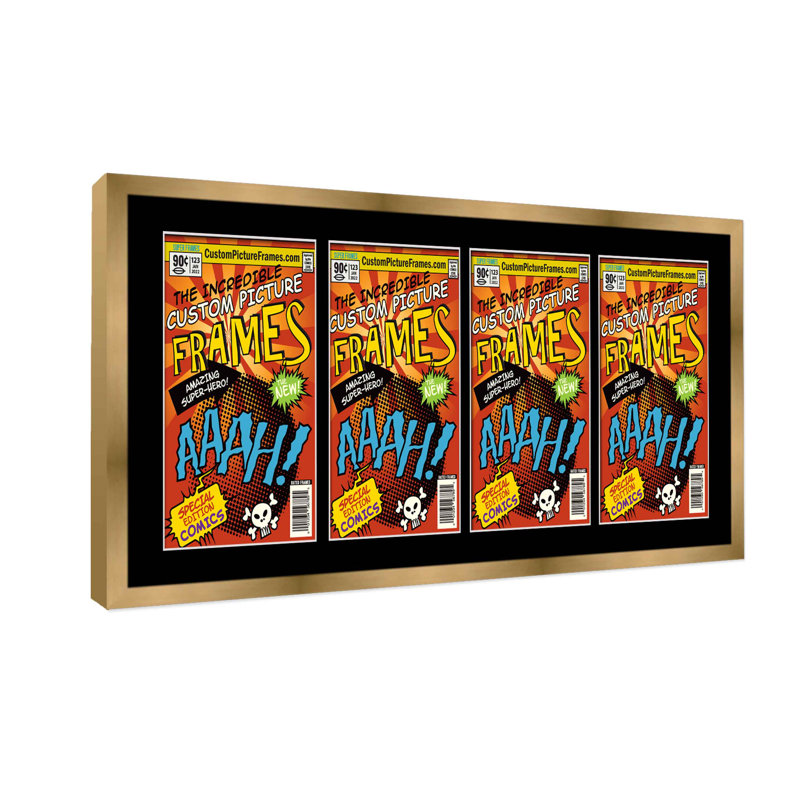 Wood Picture Frame with Mat, Gold/Black, 6.875" x 10.5"