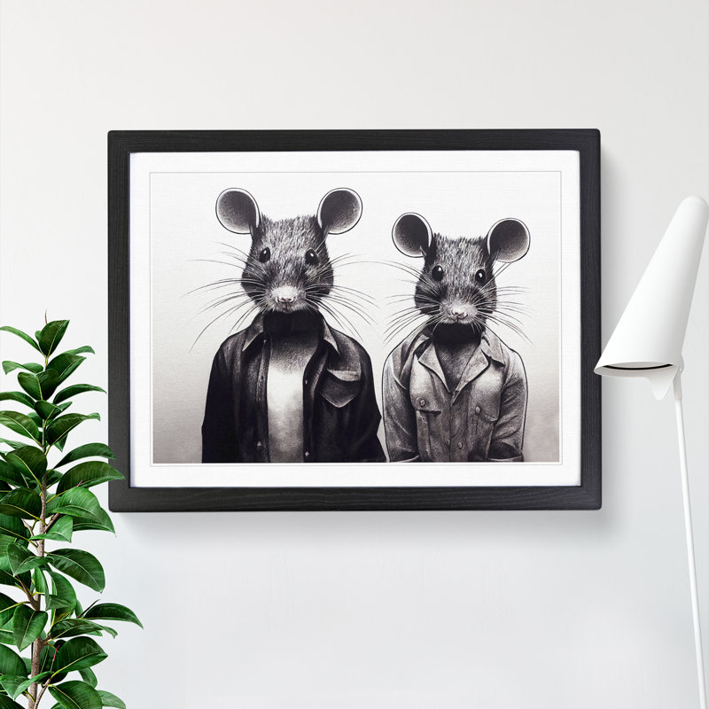 Two Street Rats - Single Picture Frame Print, 25cm H x 34cm W x 2cm D, Black Framed