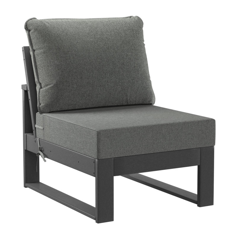 Chaise de patio sans accoudoirs à assise profonde avec cadre, Gris, Gris