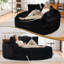 Fauteuil d'appoint rond surdimensionné de 180 cm, fauteuil lounge Cloud en velours côtelé avec coussins de dossier moelleux, fauteuil-lit une place extra large pour salon ou chambre à coucher-596548274