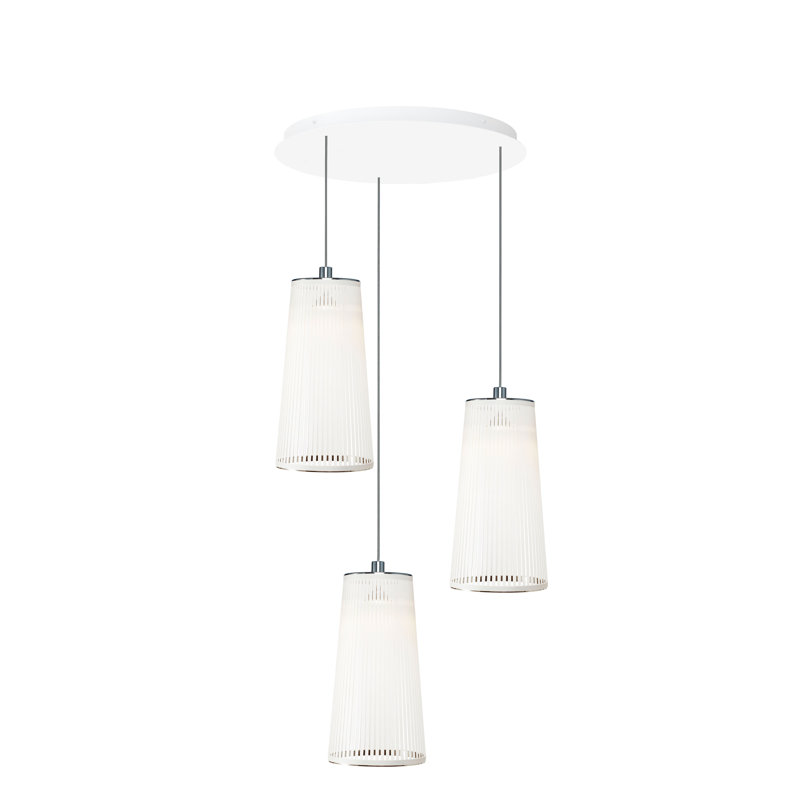 Solis 3 Pendant Chandelier, White, 52" H x 30" W x 30" D