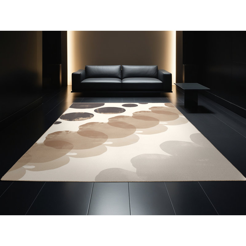 Machine Washable Paulett Minimalist Ombre Rug in Beige – Beige Binding, 8' Square