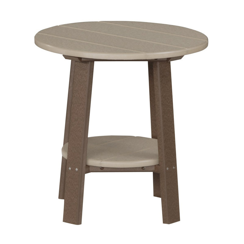 Azhineh Round Outdoor Side Table, Chestnut Brown, Weatherwood
