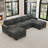 6-Piece Modern Spacious U-Shaped Corduroy Chaise Sectional Sofa, Cloud Couch With Ottomans-616339991