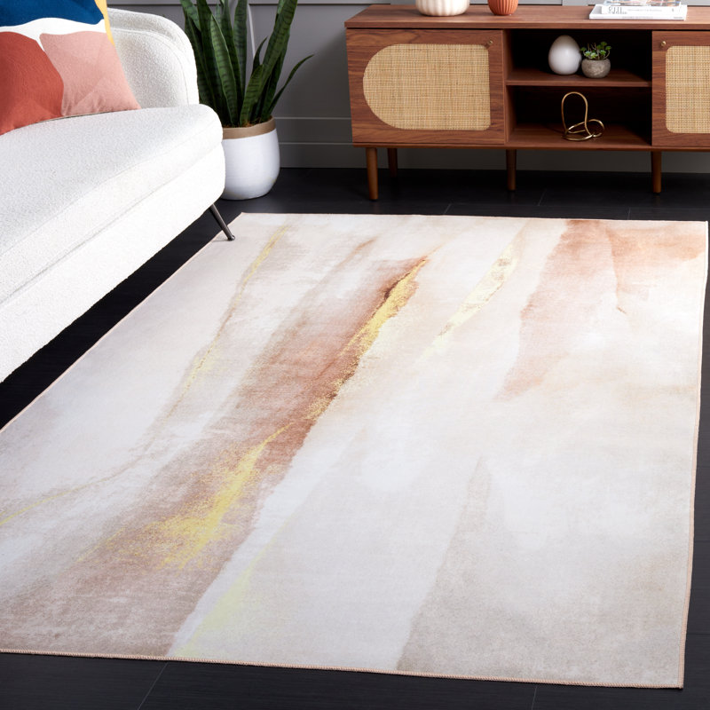 Bennita Area Rug In Beige / Gold, Rectangle 6" x 9"