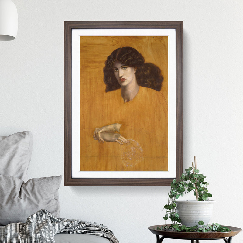 The Lady of Pitty by Dante Gabriel Rossetti - Picture Frame Painting, 36cm H x 27cm W x 2cm D, Walnut