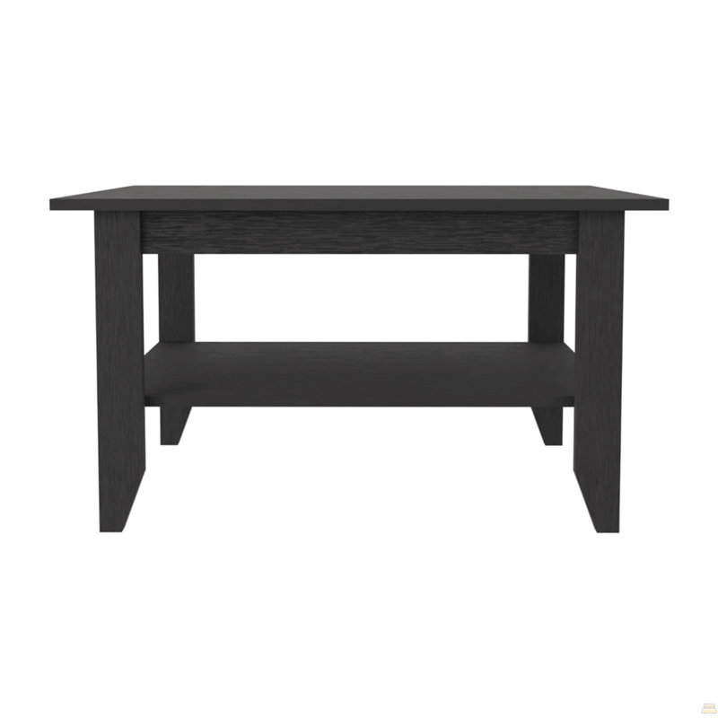 Table basse, quatre pieds, une tablette