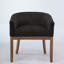 Chaise de salle à manger en lin avec pieds en bois et accoudoirs-1994518326