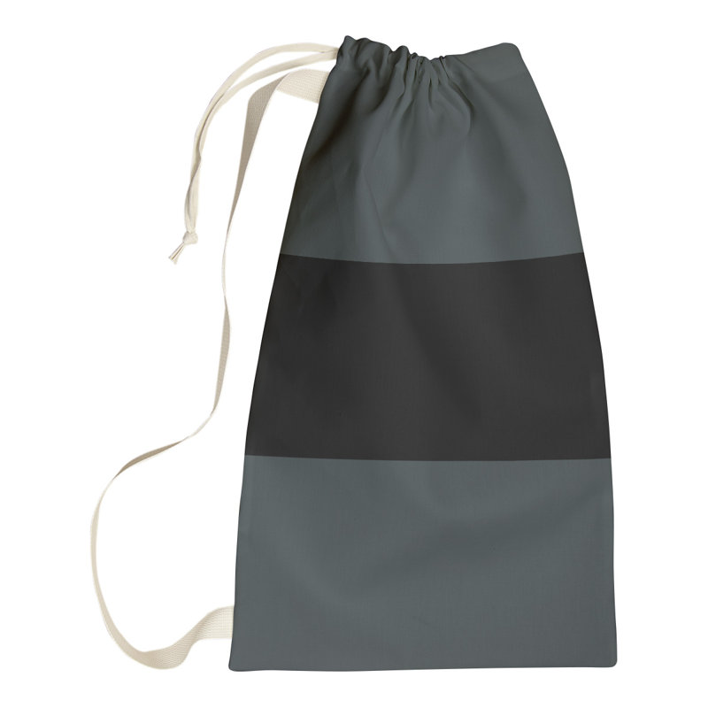 Fabric Laundry Bag with Handles, 36" H x 28" W x 1.5" D, Steel Gray/Black/Steel Gray