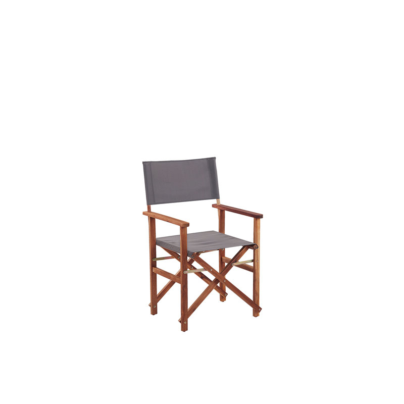 Freeburg Patio Dining Armchair with Cushion, Dark Wood, Grey