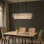 Luminaire suspendu rectangulaire en verre nervuré à 5 lumières 39 po				