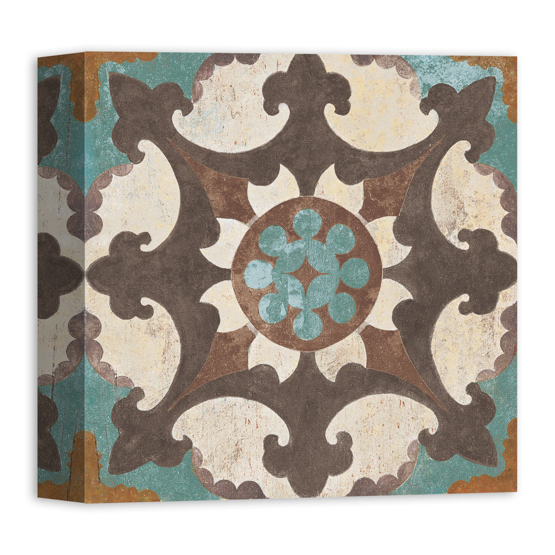 'Decorative Moroccan Tile' Wrapped Canvas Acrylic Painting Print on Canvas Fleur De Lis Living 