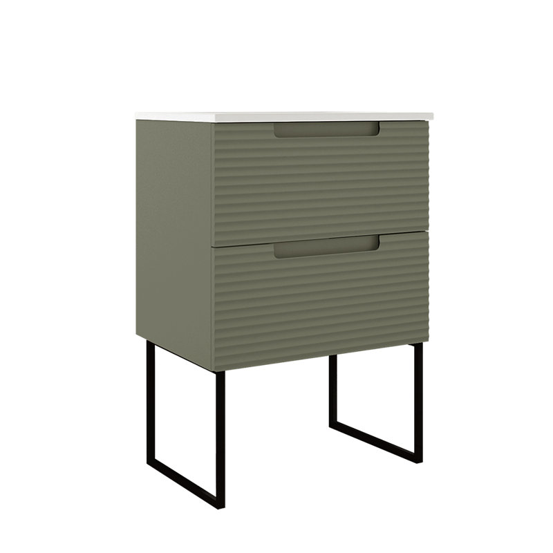 Meuble-lavabo mural 24 po Coda, Ondulation vert sauge