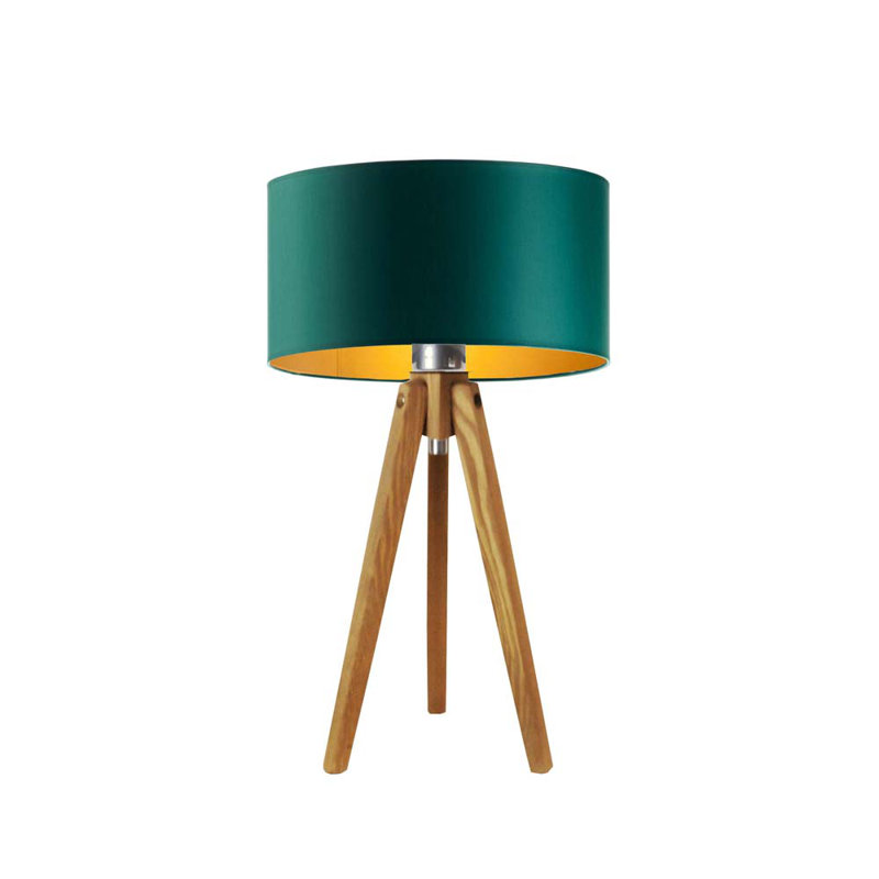 Seligman Solid Wood Table Lamp, Green, Light Brown